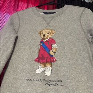 Ralph Lauren Kids Gray Sweatshirt Dress with Polo Bear